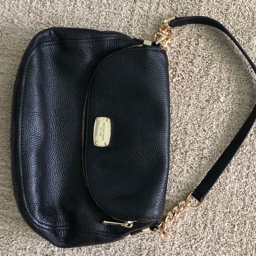 New Michael Kors Black Leather Handbag